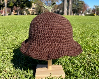 Crochet Sprout Bucket Hat | Cute Leaf Bucket Hat | Handmade Cottagecore Hat
