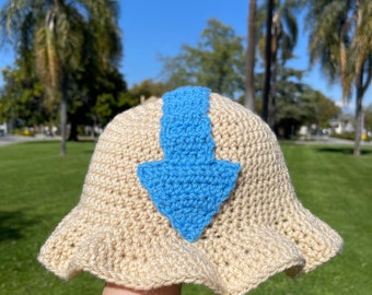 Crochet Aang Bucket Hat | Avatar The Last Airbender Hat | Handcrafted Aang Beanie | Custom Crochet Hat | Unique Gift For Avatar Fans