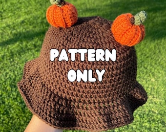 Mini modello di cappello a secchiello a forma di zucca all'uncinetto / Modello di cappello di Halloween fai da te / Modello all'uncinetto autunnale / Modello di cappello a forma di zucca / Mini cappello a forma di zucca
