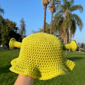 Gehaakte Shrek-buckethoed | Handgemaakte Shrek-hoed | Leuke gehaakte muts | Shrek-personagehoed | Unieke vissershoed | Shrek-fanshoed