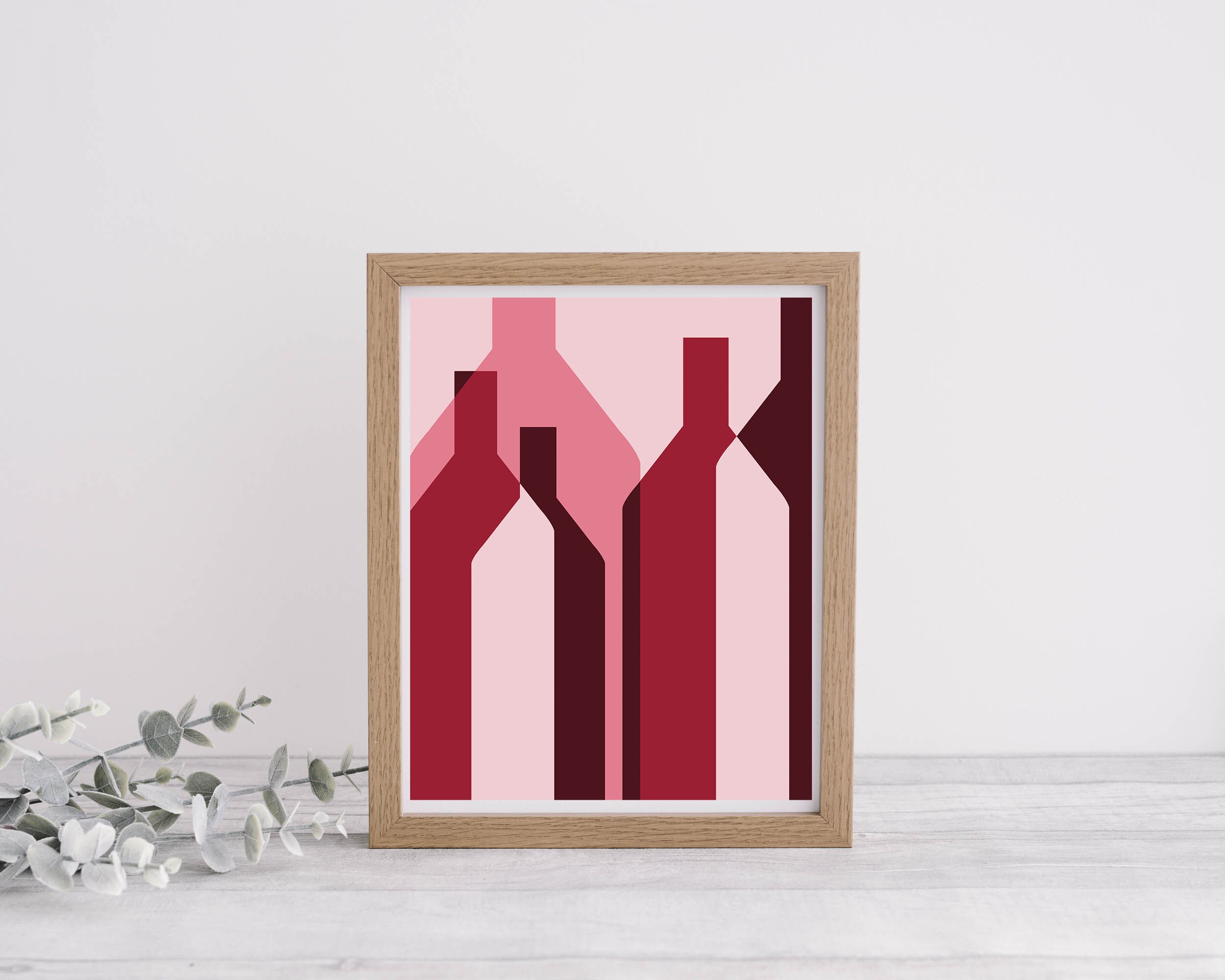 Geometric Wine Art, Red Wine Wall Print, Wine Wall Art Decor, Retro