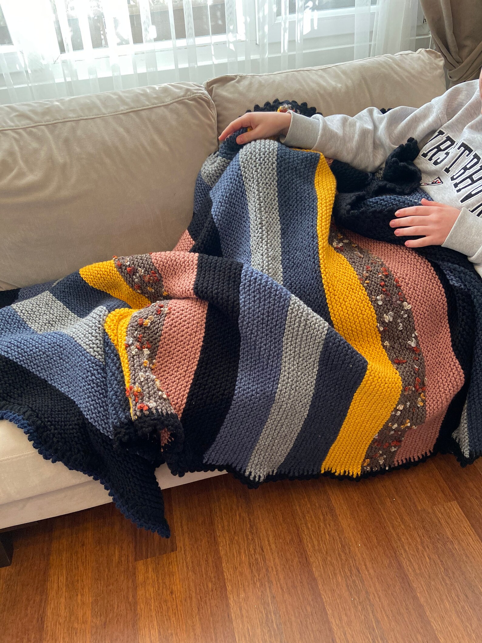 Handmade Colorful Knitted Blanket Sofa Throw Shawl Blanket Etsy