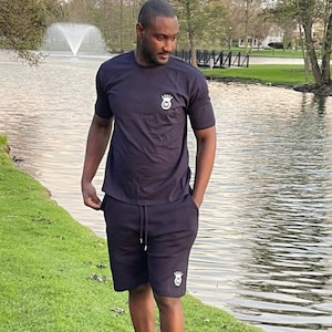 Men&#39;s summer co-ord sets (Black) | Mens shorts and t-shirt set