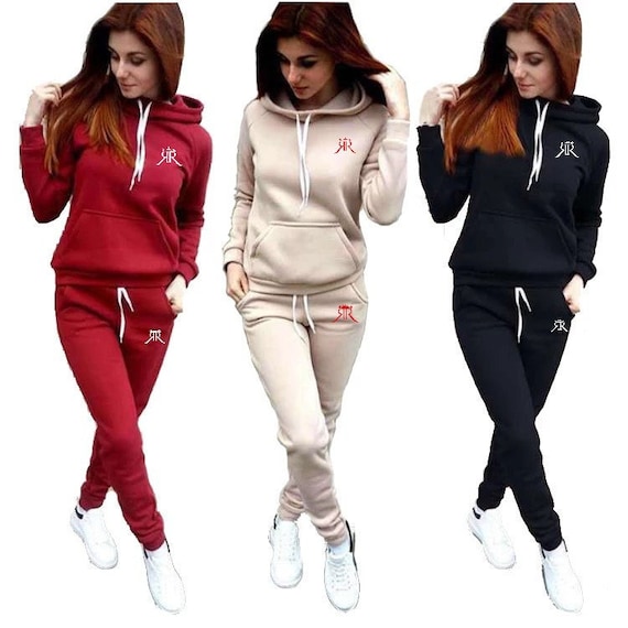 Women Tracksuit Set Women Casual Hoodies Set Women Sports Joggers Fleece Women  Sweatsuit Set 