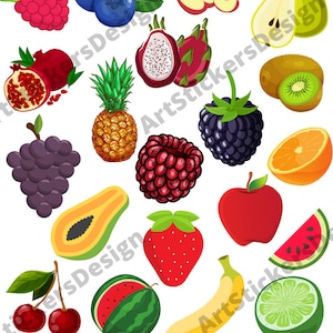 Fruit SVG PNG | Cricut Cut Files | Layered | Silhouette Files | Bundle Set Watermelon Strawberry Pineapple Banana Grapes Kiwi Papaya