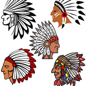 Indian Chief Head Retro SVG | Indian Warrior Head SVG | Cutting Files for the Cricut