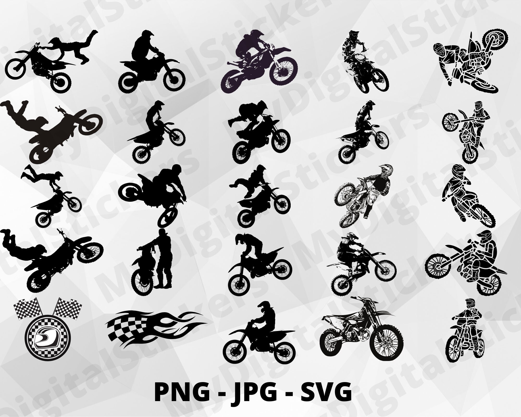 Motocross Dirt Bikes Silhouette Stock Vector by ©hobrath 77481250