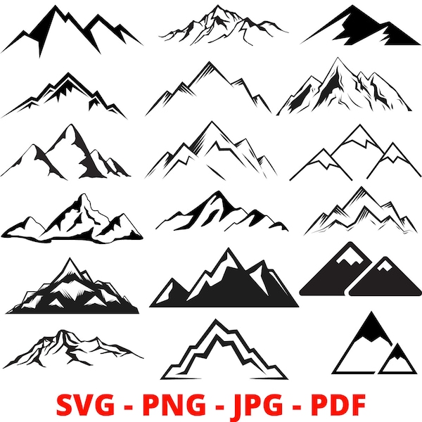 Snowcap Mountain Silhouette Svg Etsy Australia