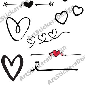 Hartbundel Svg, Schetshart Svg PNG | Cricut Svg | Silhouet Svg | Eenvoudige Harten Svg | Valentijnsdag Svg | Doodle Hart Svg