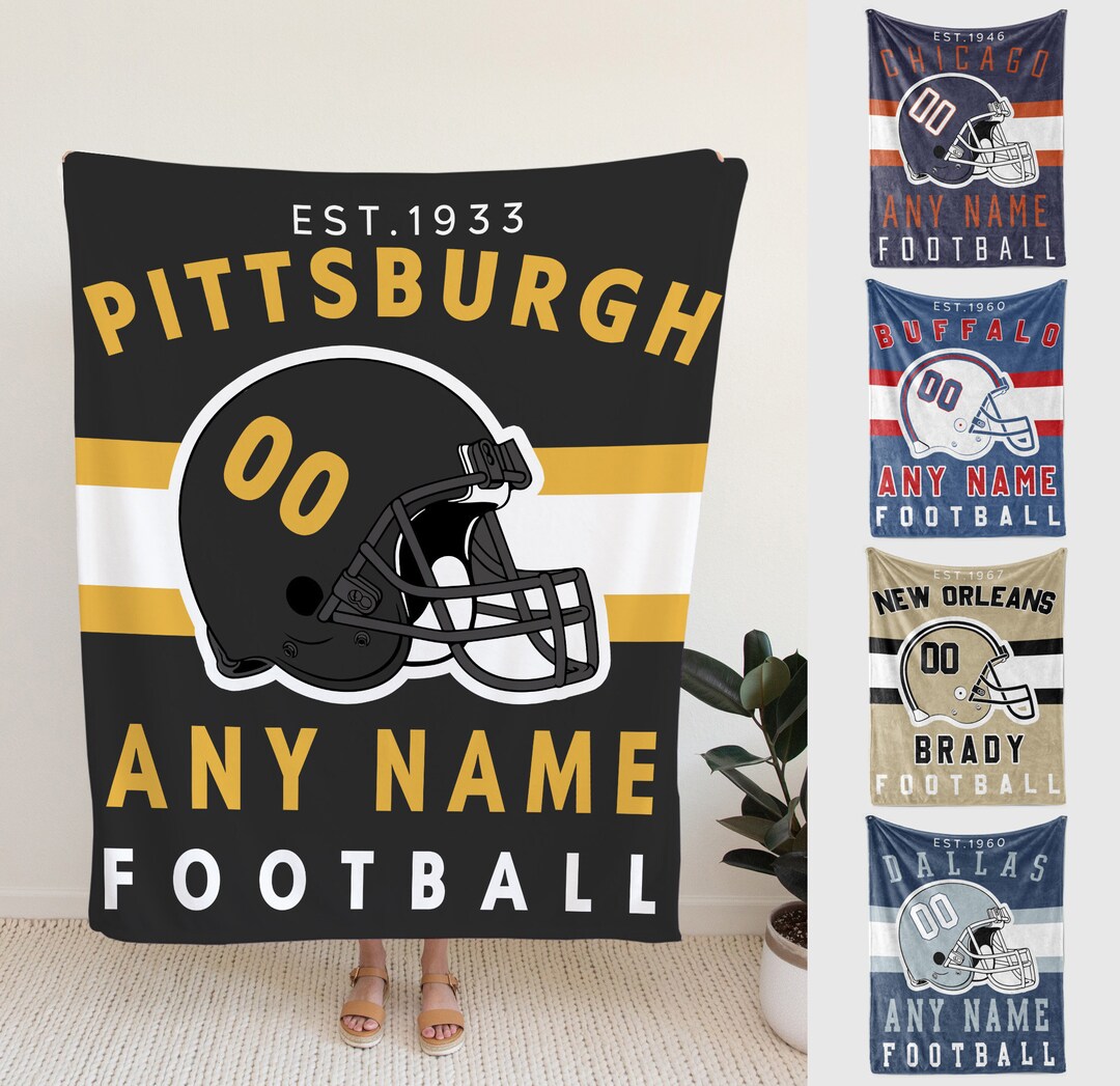 Custom Football Style Throw Blanket, Peonalized Football Blanket With Name and Number, Sport Fan