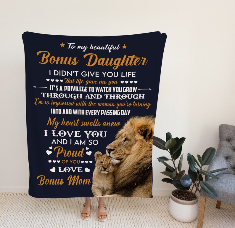 Custom Bonus Mom and Daughter Lion Blanket, Personalized to My