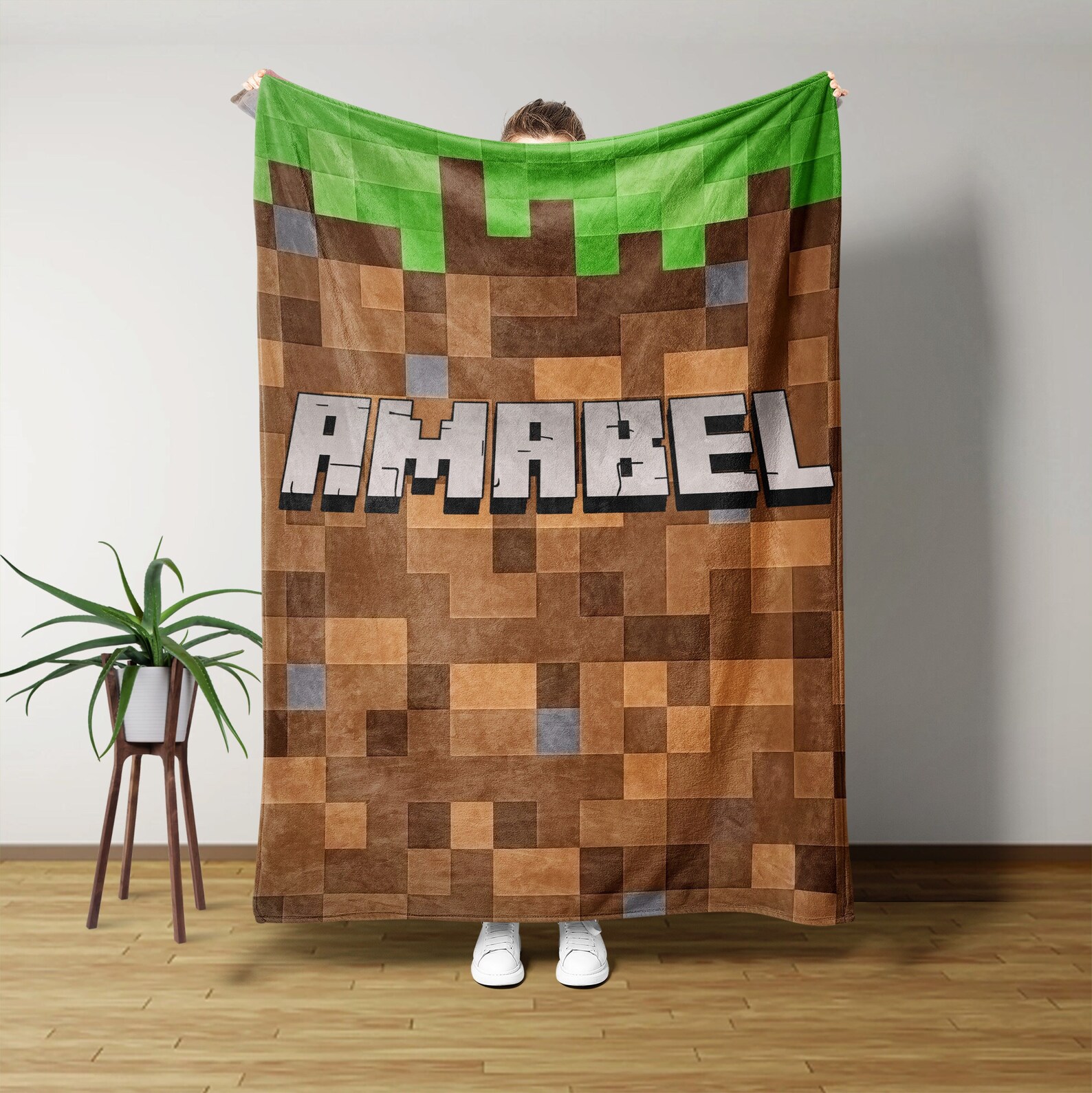 Custom Minecraft Blanket, Personalized Pixelcraft Blanket, Gift Ideas