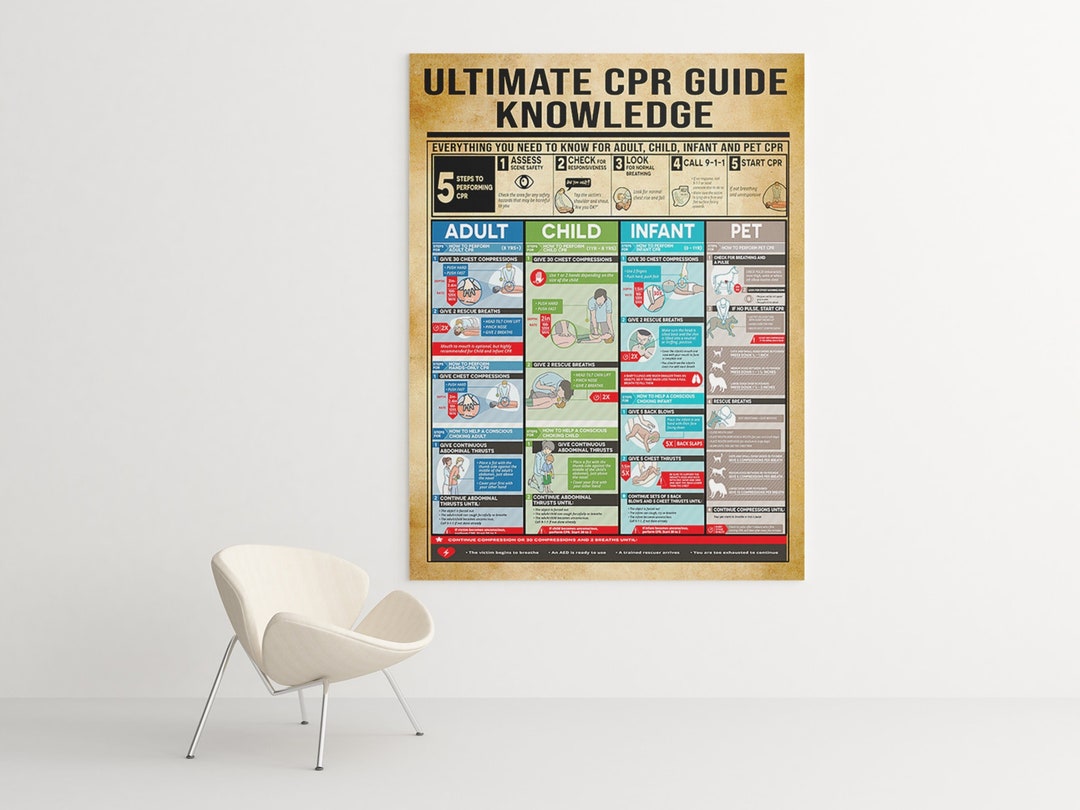 Cpr Algorithm Poster Ultimate CPR Guide Knowledge Poster, CPR Knowledge Canvas, CPR Guide ...