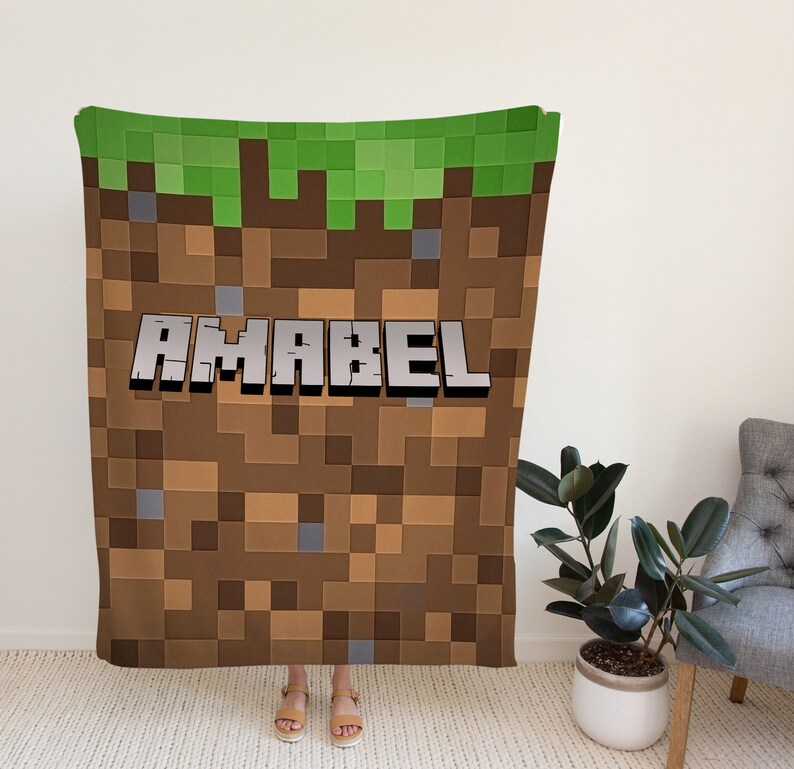 Custom Minecraft Blanket, Personalized Pixelcraft Blanket, Gift Ideas