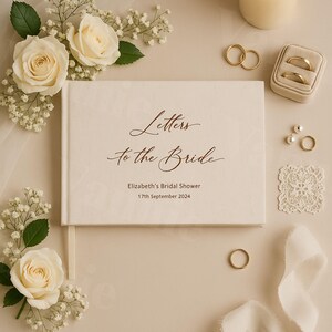 Álbum de recortes de cartas personalizadas para la novia • Libro de visitas personalizado para despedida de soltera • Álbum de regalos para despedida de soltera • Regalo de boda, tapa dura de lino