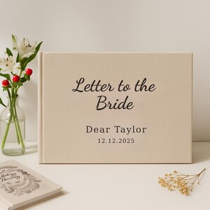Álbum de recortes de cartas personalizadas para la novia • Libro de visitas personalizado para despedida de soltera • Álbum de recuerdos para despedida de soltera • Regalo de boda, tapa dura de lino