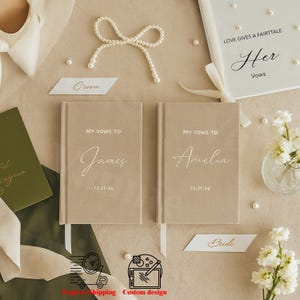 Personalized Vow Books Wedding • Custom Linen Wedding Vow Books Set •  Wedding Ceremony Vow Booklets• Couple Engagement Gift for Bride Groom