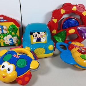 Vtech Little Farm, Vtech Little Butterfly, Fisher Price Melody Bug, Little Tikes Cymbal, Disney Car