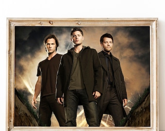 Supernatural Poster, Sam and Dean Winchester, Castiel, Gift Picture, Wall Decor, Wall Art, Gift for fan
