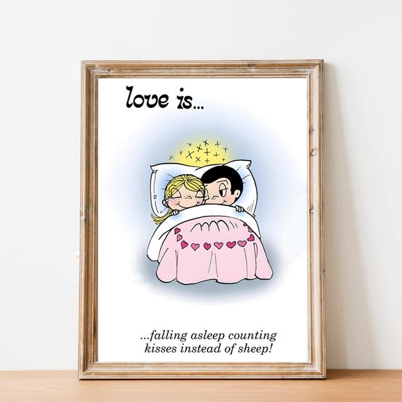 Love is Cartoon Poster, Romantic Wall Decor, Valentine's Day Gift, Love is Kim Casali cartoon poster
