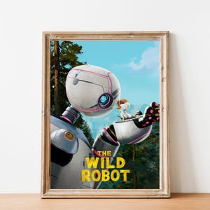 The Wild Robot Poster, Roz and Brightbill picture, Animated Film Art, Kids Room Decor, Cartoon Movie Poster, Wall Art Prints, Holiday Gift