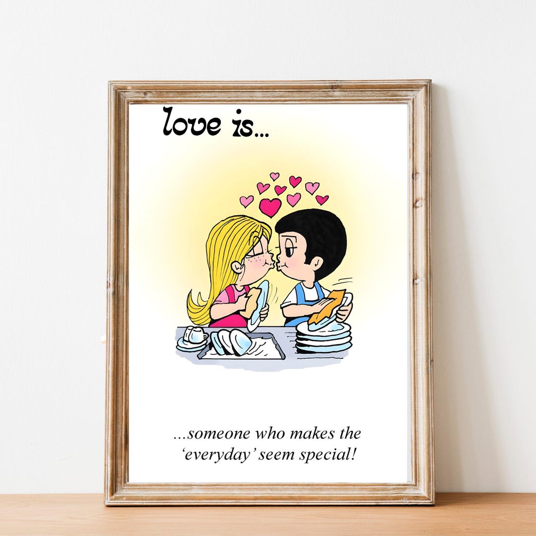 キャンバスアート 絵画 LOVE IS LOVE Love is Cartoon Poster, Romantic Wall Decor, Love Quote Art Print