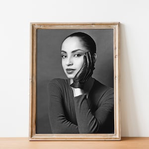 Sade Adu poster, Black and White Picture, Wall Decor, Wall Art, Holiday Gift