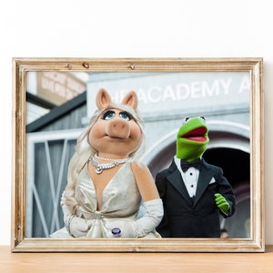 Póster de Miss Piggy y Kermit, decoración de pared, arte de pared, regalo navideño para fanáticos, la rana Kermit