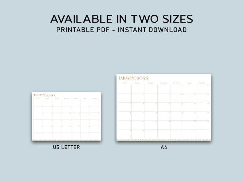 20222023 the ART DECO Monthly Calendar Printable Calendar Etsy