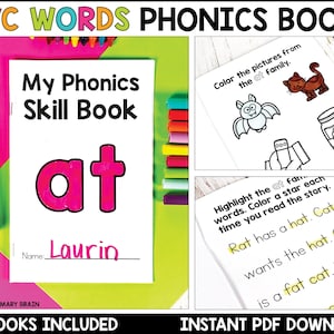 CVC Words Printable Books, Stories for Teaching Word Families, Kindergarten and First Grade Beginning Readers