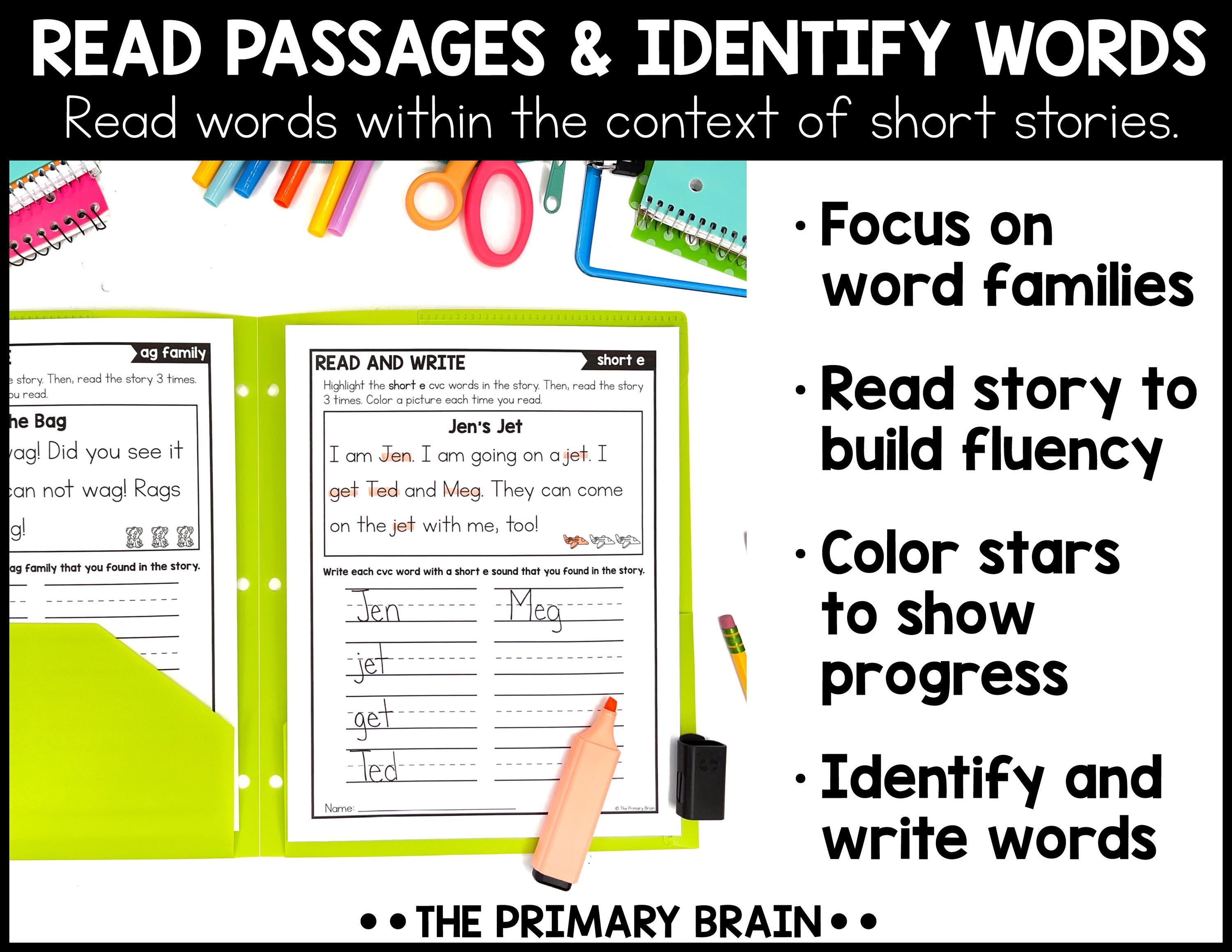 CVC Words Reading Practice Printable Worksheets | NO PREP Phonics ...
