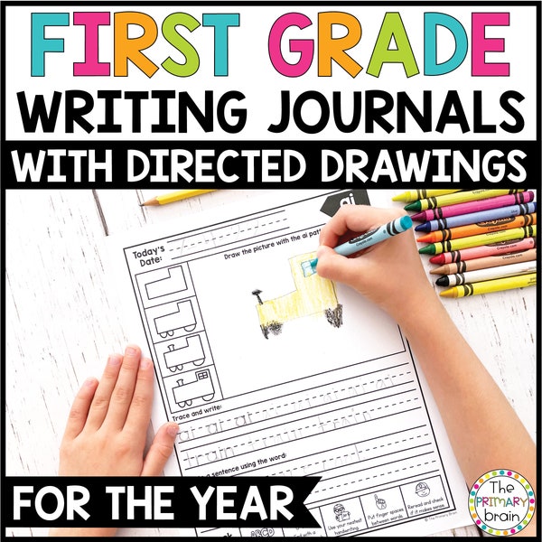 Daily Writing Journal for 1st Grade with Handwriting & Directed Drawings