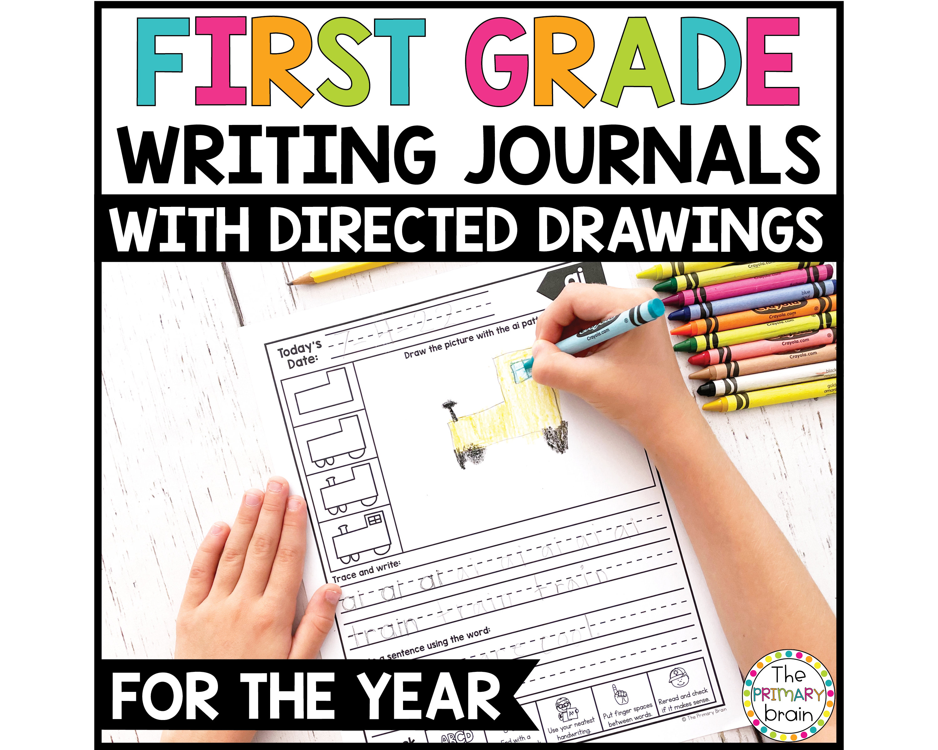 Daily Writing Journal for 1st Grade with Handwriting & Directed Drawings