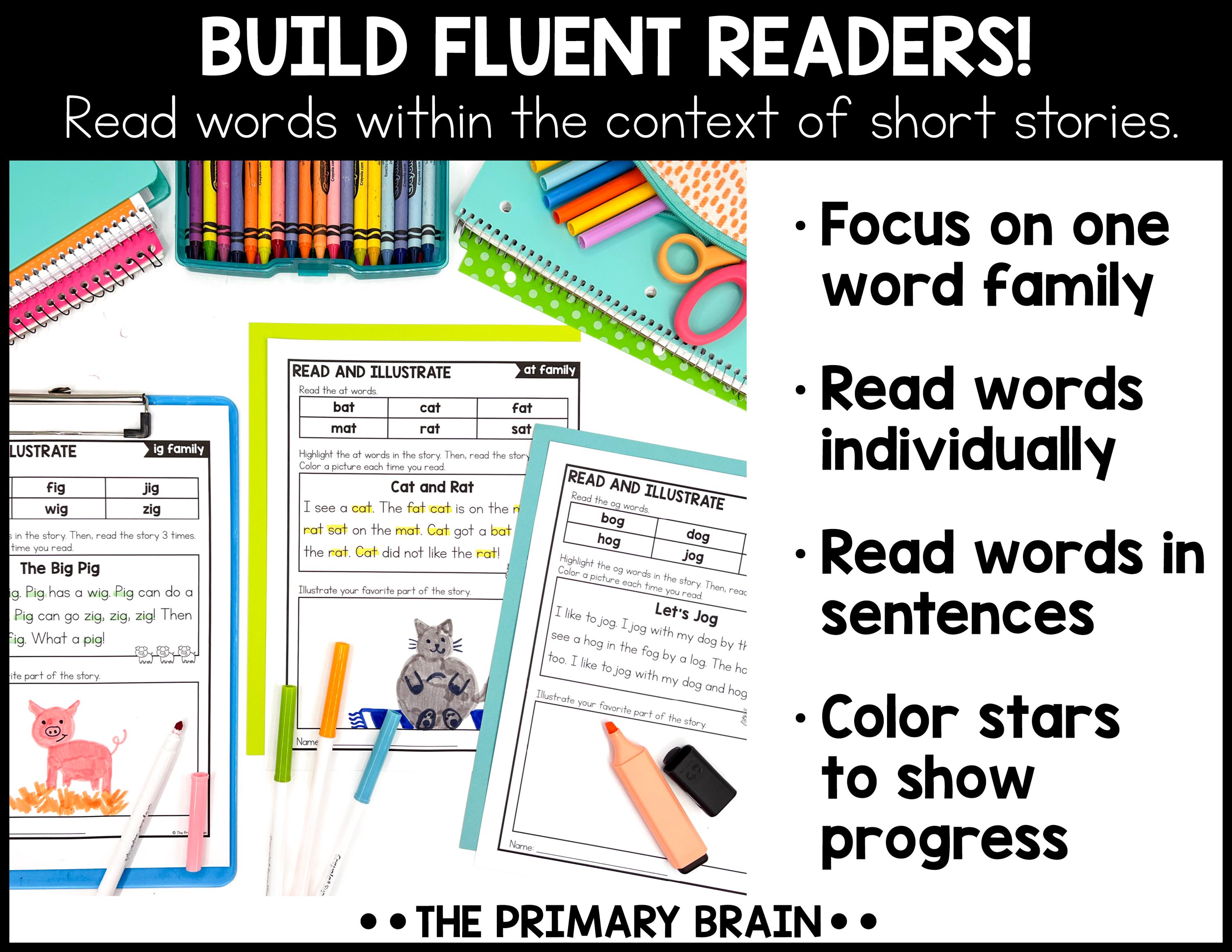 CVC Words Reading Practice Printable Worksheets | NO PREP Phonics ...