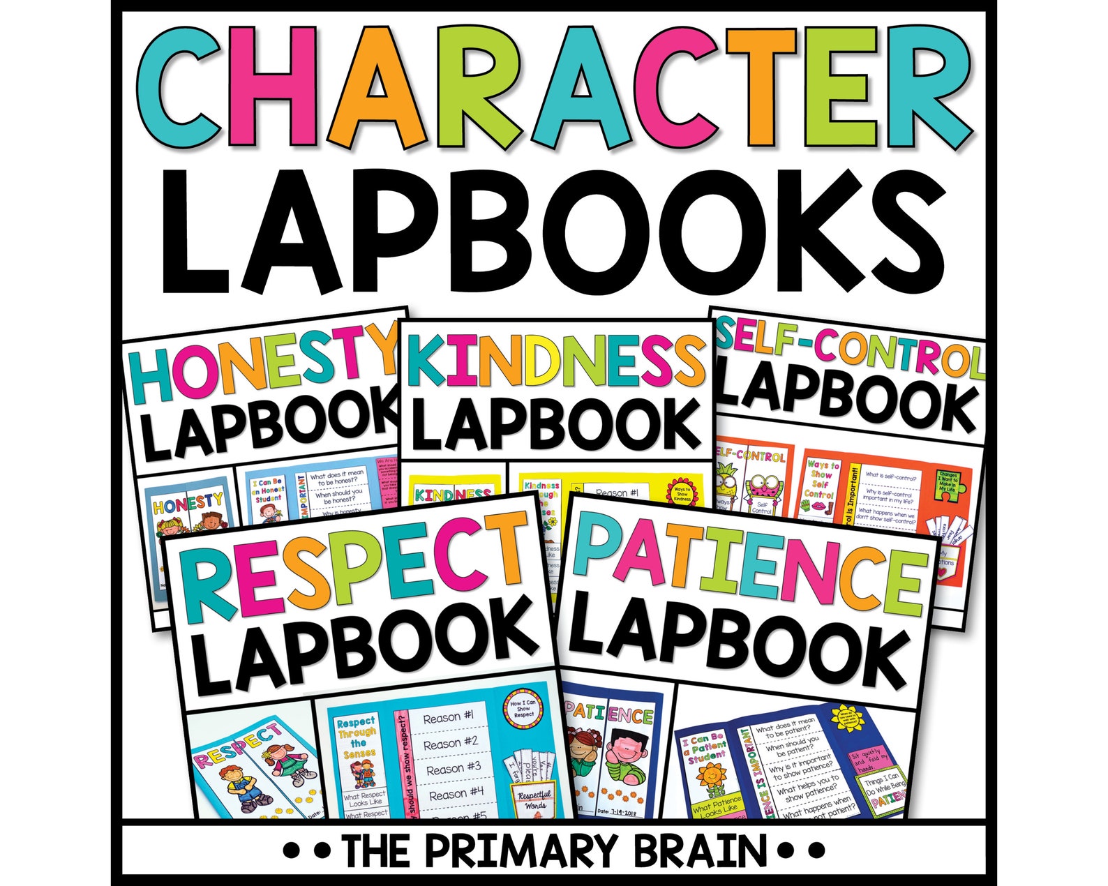 Character Education Lessons Lapbook Bundle, Includes Kindness, Patience, Self-Control, Honesty, and Respect