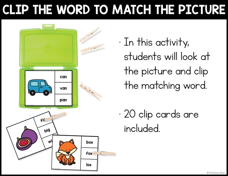 Vowel Teams Clip Cards for Phonics Task Card Boxes, Literacy Centers ...
