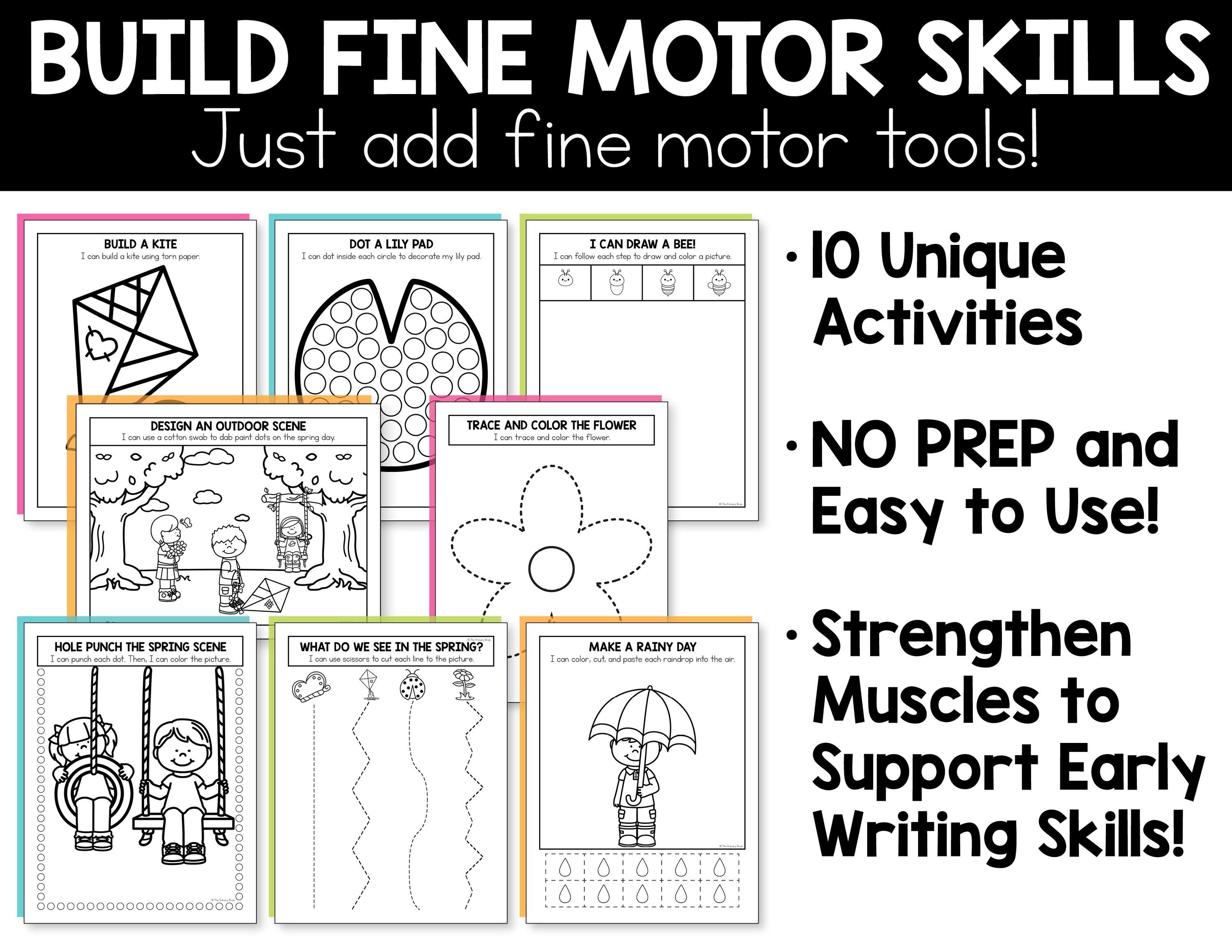 Spring No Prep Fine Motor Worksheets for Preschool and Kindergarten - Etsy
