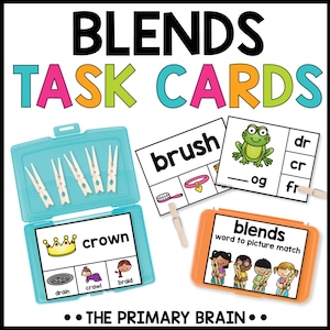 Beginning Blends Clip Cards for Task Card Boxes, Literacy Centers Activities