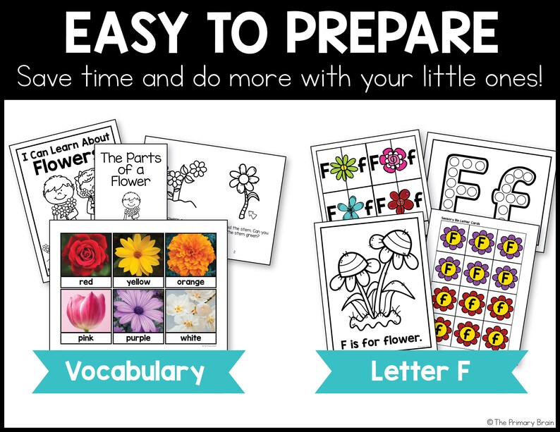 Easy to Prepare. Save time and do more with your little ones! Learn new skills through a theme. 8 jpeg images are shown of printable pages from the unit.