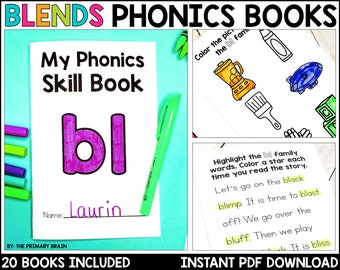 Beginning Blends Printable Books: Phonics Skill Readers (Digital Download)