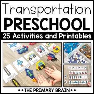 Atividades pré-escolares sobre transporte | Currículo pré-escolar para educação domiciliar na pré-escola para preparação para o jardim de infância | Materiais imprimíveis para crianças de 3 a 5 anos