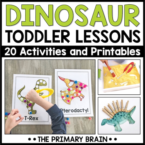 Dinosaur Toddler School Activities | Tot School Lesson Plans | Homeschool Preschool Curriculum | Morning Tubs, Sensory Bins, Fine Motor