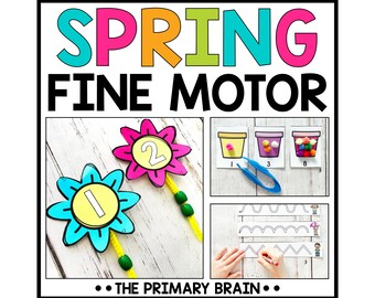Spring Fine Motor Skills Activities | Homeschool and Classroom Centers | Scissor Skills, Prewriting, Beading, Playdough