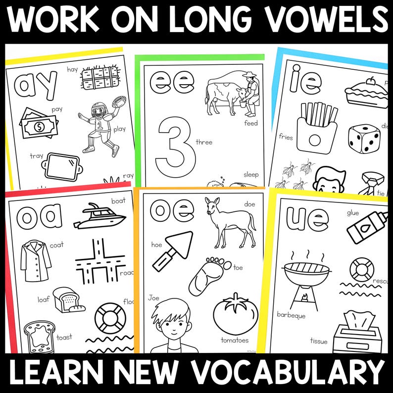 Buy Long Vowel Coloring Pages | Vowel Teams Coloring Book | Phonics ...