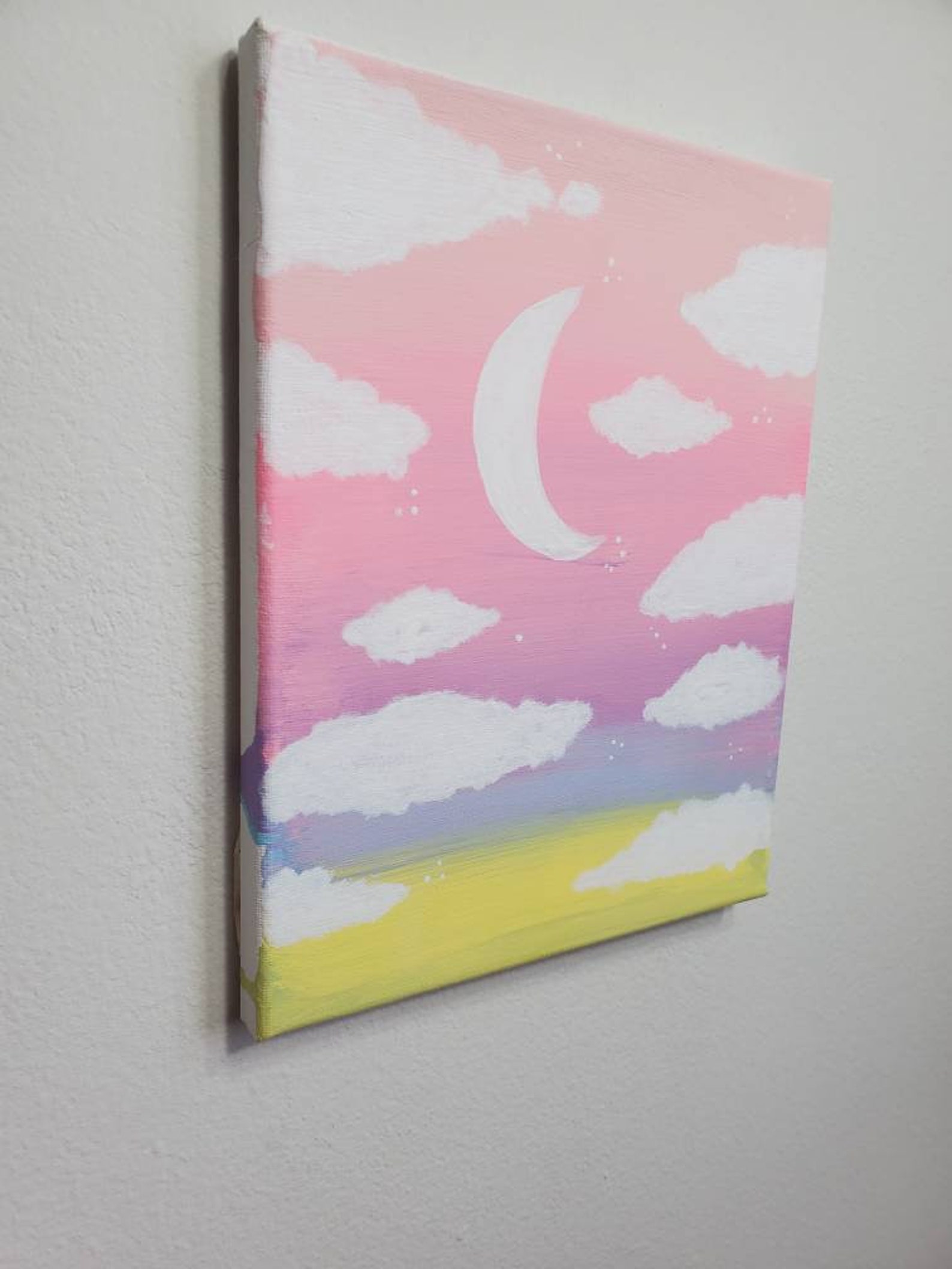 Ombre sunset cloudy sky painting handmade Etsy