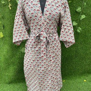 Blockprint Cotton Kimono Robes for Women Indian Dressing Gown Unisex Blockprint Beach Cover ups Bridesmaid Gifts