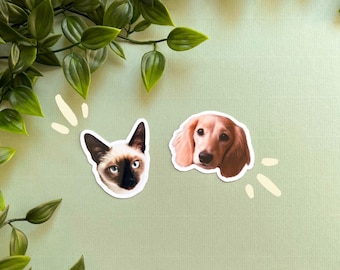 Custom Pet Sticker | Personalized Face or Pet Photo Sticker, Dog Cat Portrait Decal, Waterproof Vinyl, Gift for Pet Lovers