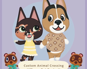 Animal Crossing Pet Portrait l Custom Character and Pet Villager Digital or Printed Drawing
