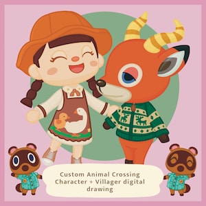 Custom Animal Crossing Character + Villager Digital Drawing