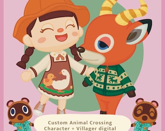 Animal Crossing Character + Villager Portrait | Custom Digital or Printed AC Drawing